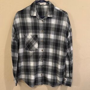 In Bloom Black and Gray Casual Button Down Shirt